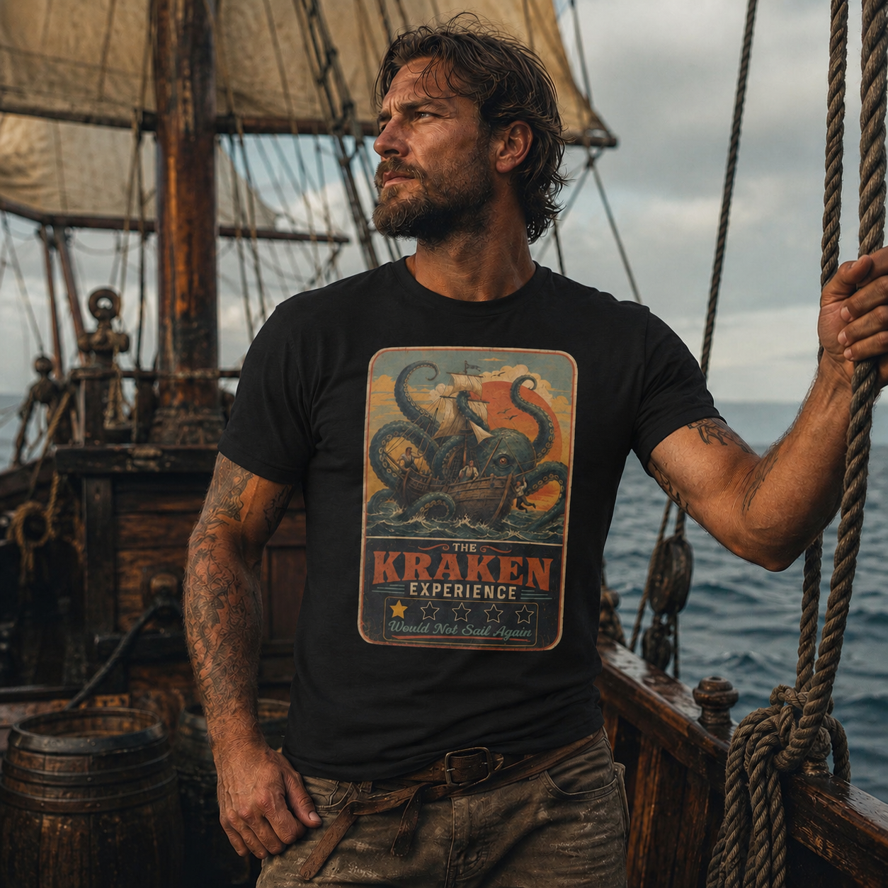 The Kraken Experience T-Shirt | Would Not Sail Again Vintage Kraken Tee