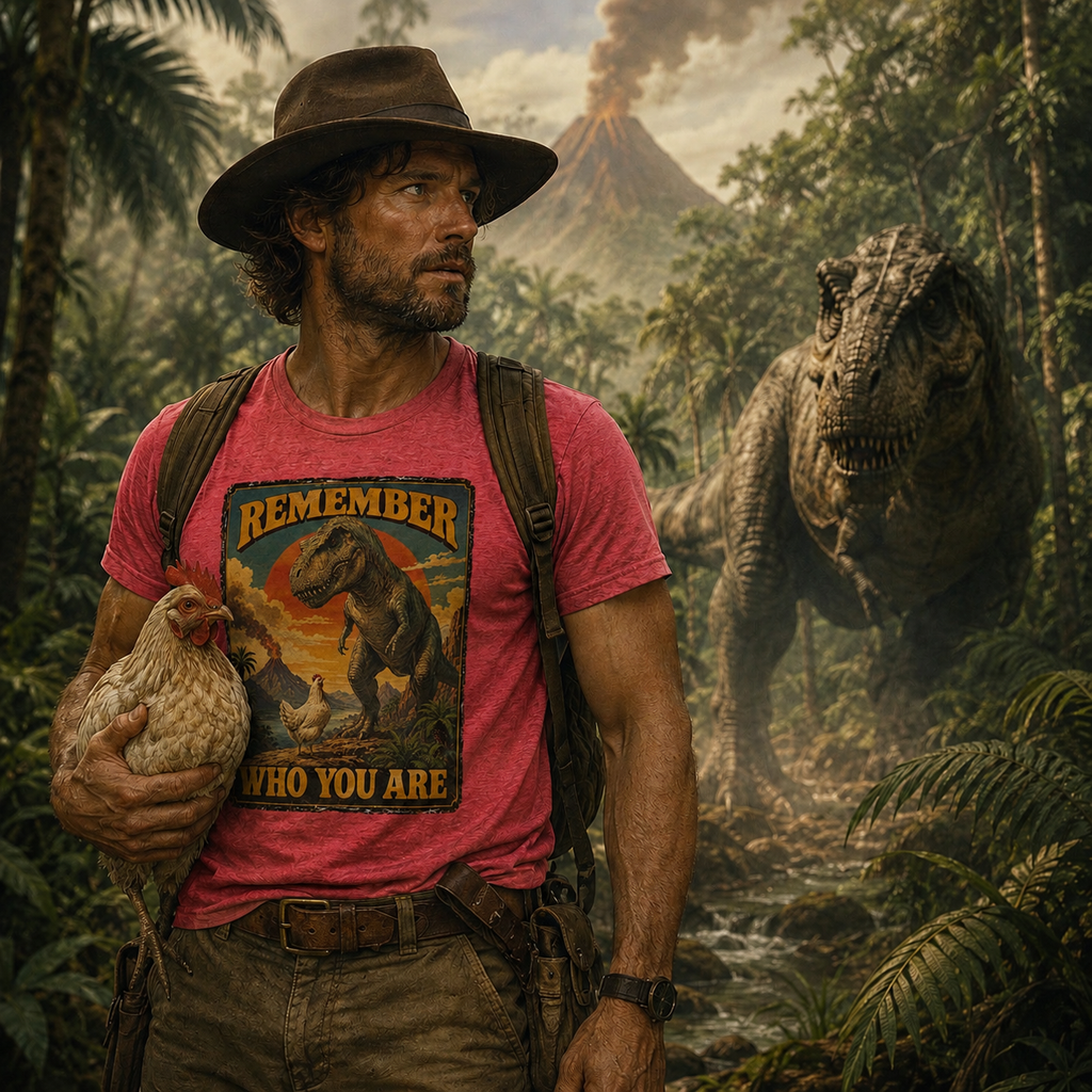 Remember Who You Are T-Shirt | Funny Vintage T. Rex & Chicken Dinosaur Tee 🦖🐔