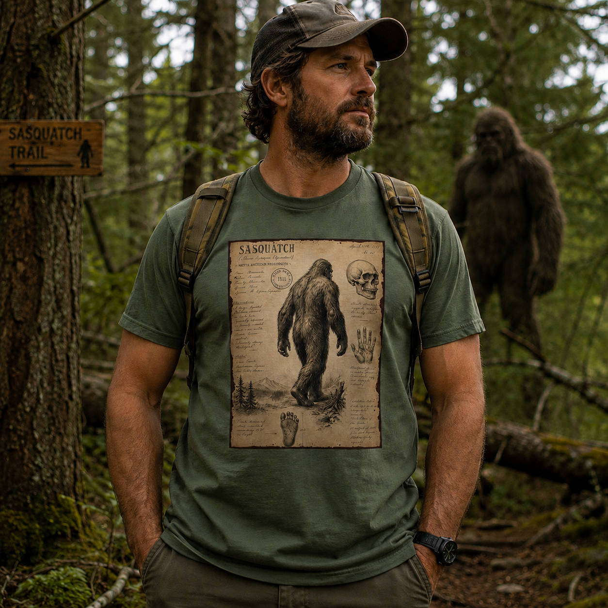1811 Sasquatch Naturalist Field Notes T-Shirt | Vintage Cryptid Explorer Tee 👣📜