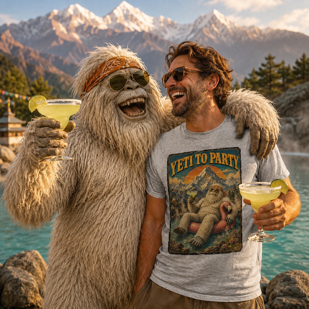 Yeti to Party T-Shirt | Funny Vintage Yeti Cryptid Tee 🏔️🦩😎