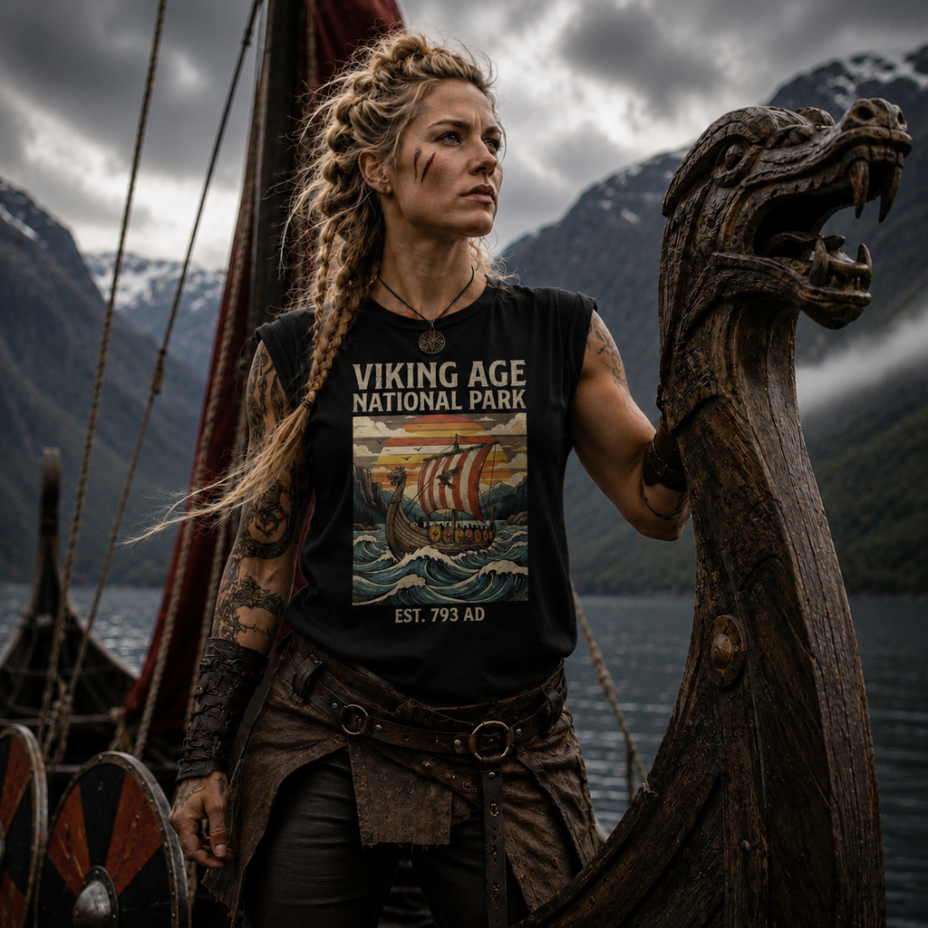 Viking Age National Park ⚓ Vintage Retro History T-Shirt | Norse Longship Adventure Tee 🛡️
