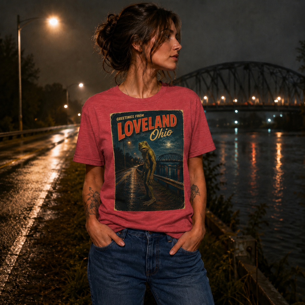 Greetings from Loveland, Ohio | Vintage Loveland Frogman Retro Cryptid T-Shirt