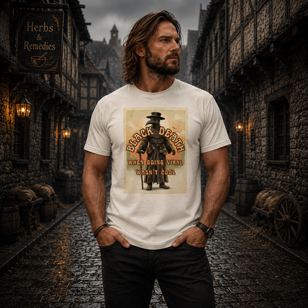 Plague Doctor Vintage Retro Graphic T-Shirt | Medieval 70s Gothic Tee ☠️🦠