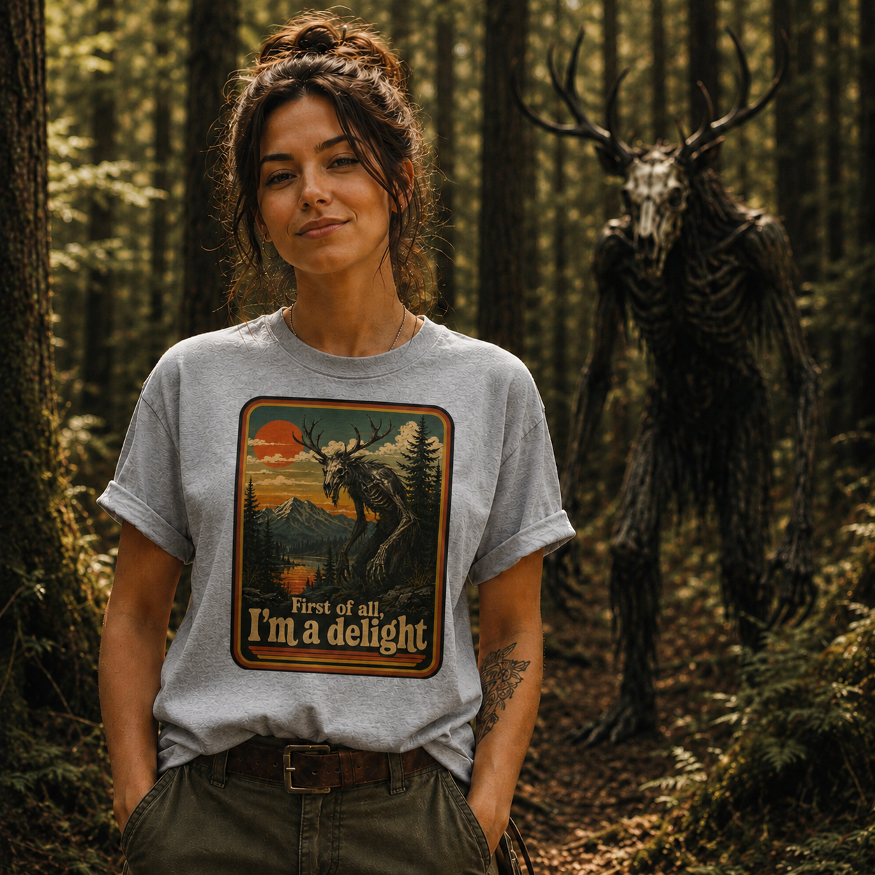 Wendigo I'm A Delight Graphic T-Shirt | Vintage Retro Cryptid Tee
