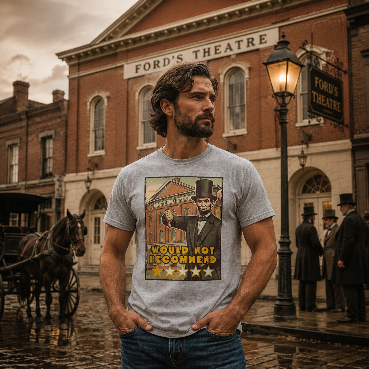 Abraham Lincoln “Would Not Recommend” Ford’s Theatre Vintage T-Shirt ⭐🎭