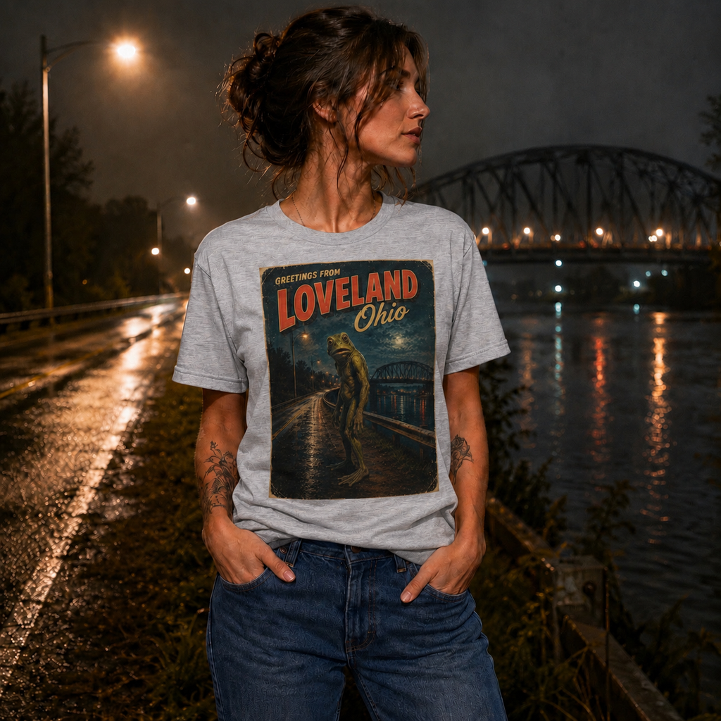 Greetings from Loveland, Ohio | Vintage Loveland Frogman Retro Cryptid T-Shirt