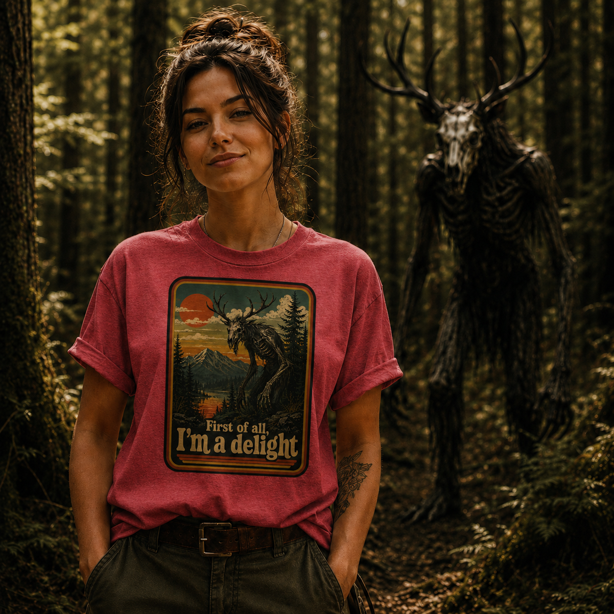 Wendigo I'm A Delight Graphic T-Shirt | Vintage Retro Cryptid Tee