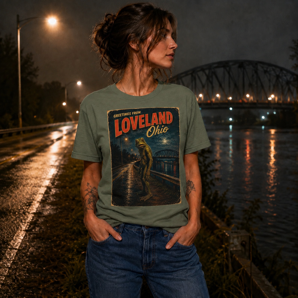 Greetings from Loveland, Ohio | Vintage Loveland Frogman Retro Cryptid T-Shirt