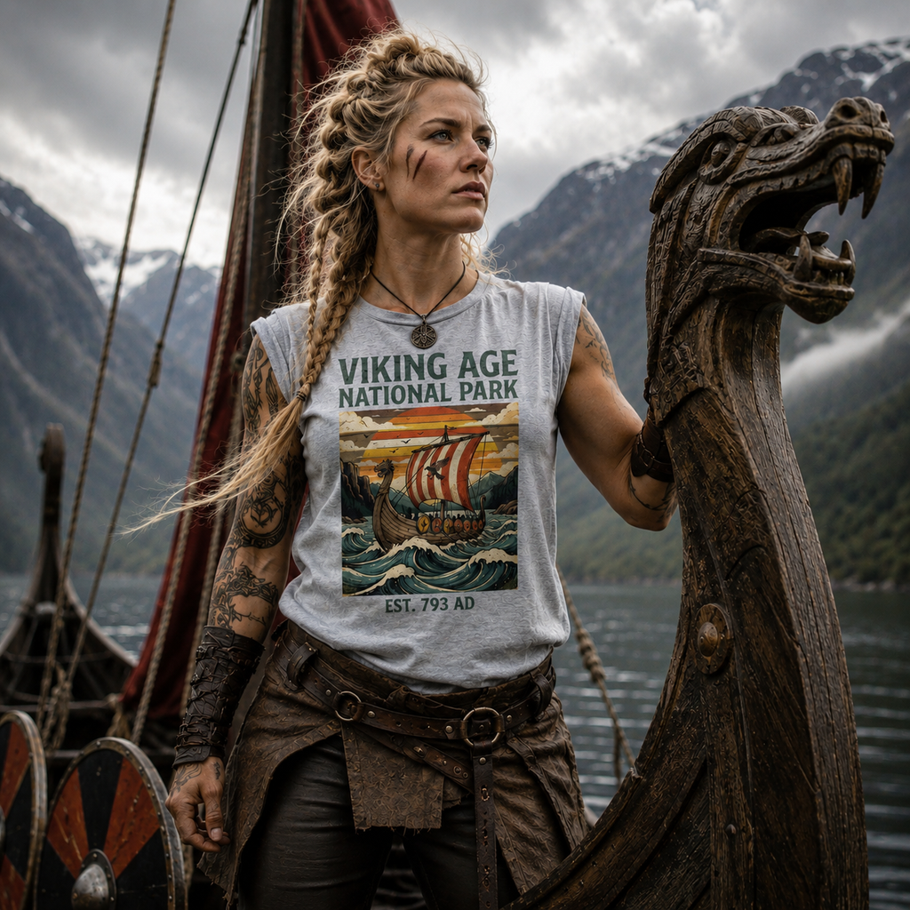 Viking Age National Park ⚓ Vintage Retro History T-Shirt | Norse Longship Adventure Tee 🛡️