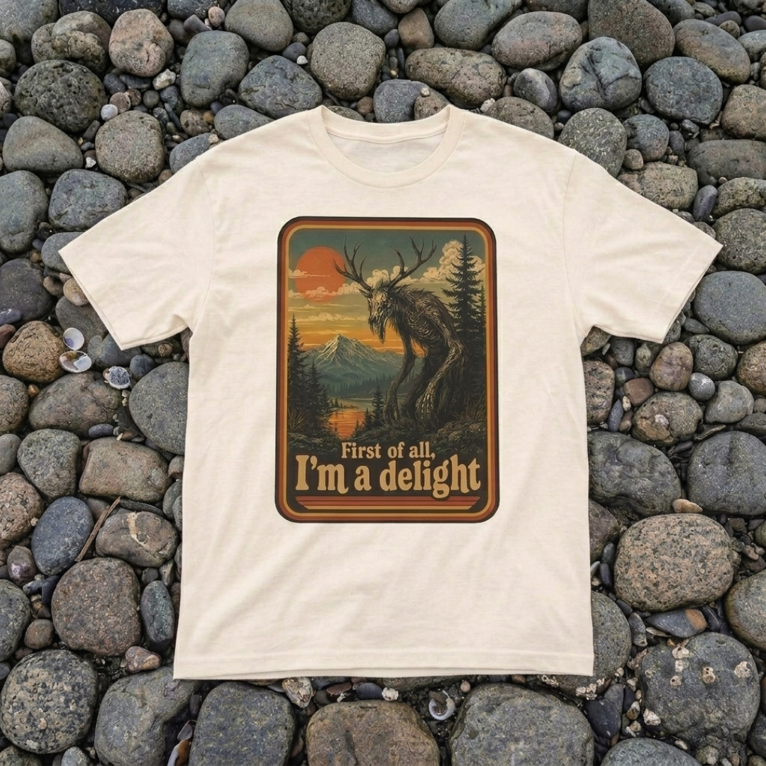 Wendigo I'm A Delight Graphic T-Shirt | Vintage Retro Cryptid Tee