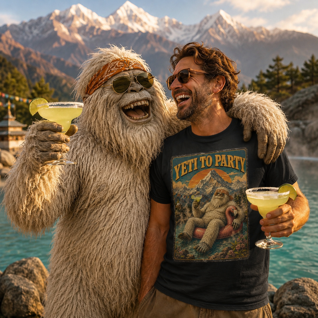 Yeti to Party T-Shirt | Funny Vintage Yeti Cryptid Tee 🏔️🦩😎