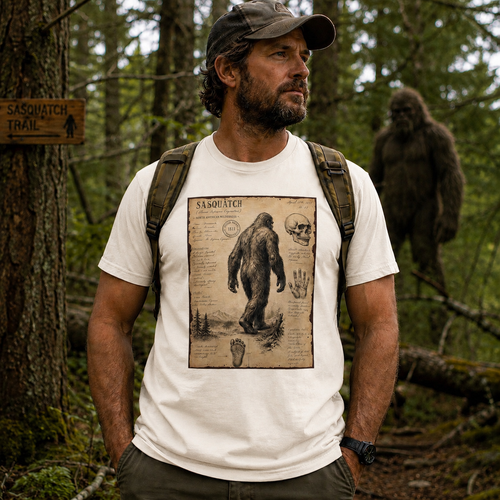 1891 Sasquatch Naturalist Field Notes T-Shirt | Vintage Cryptid Explorer Tee