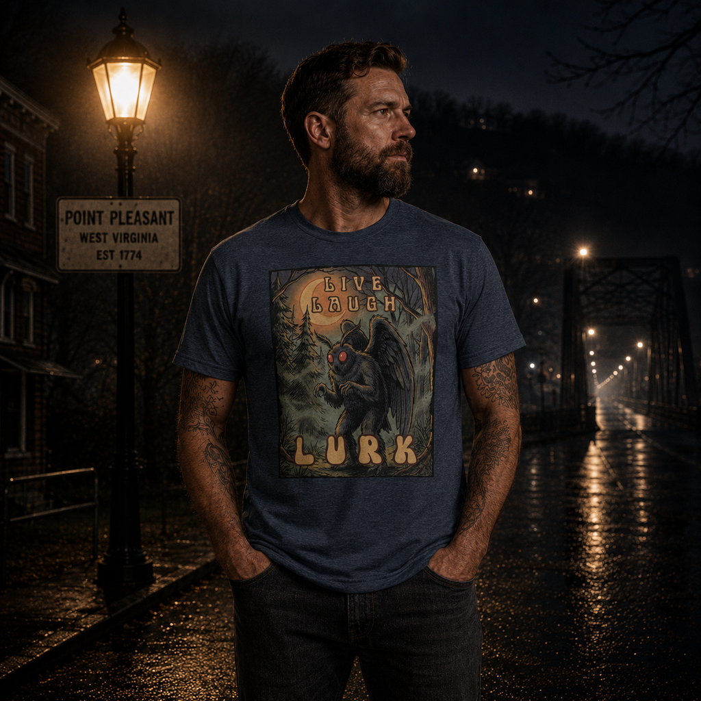 Live Laugh Lurk Vintage Mothman T-Shirt | Retro Cryptid Horror Tee 🌕👀