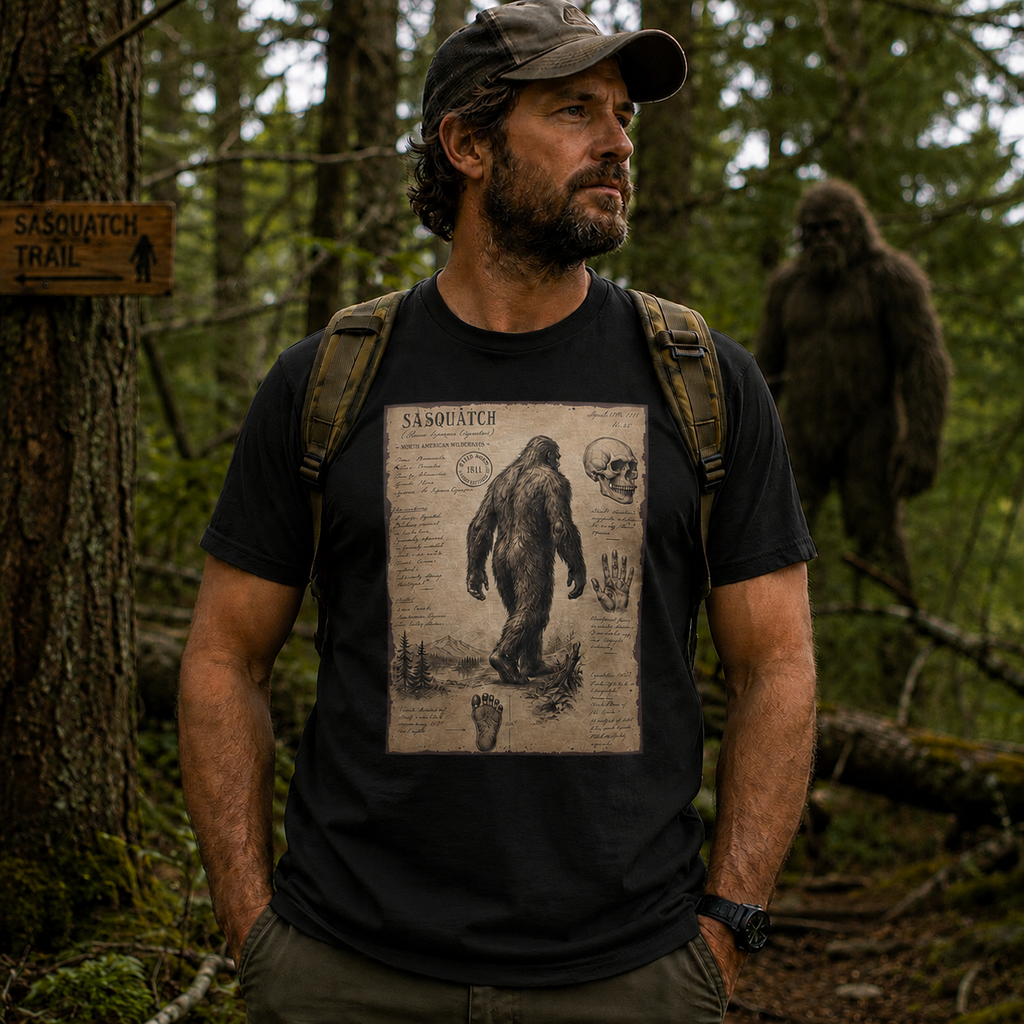 1811 Sasquatch Naturalist Field Notes T-Shirt | Vintage Cryptid Explorer Tee 👣📜