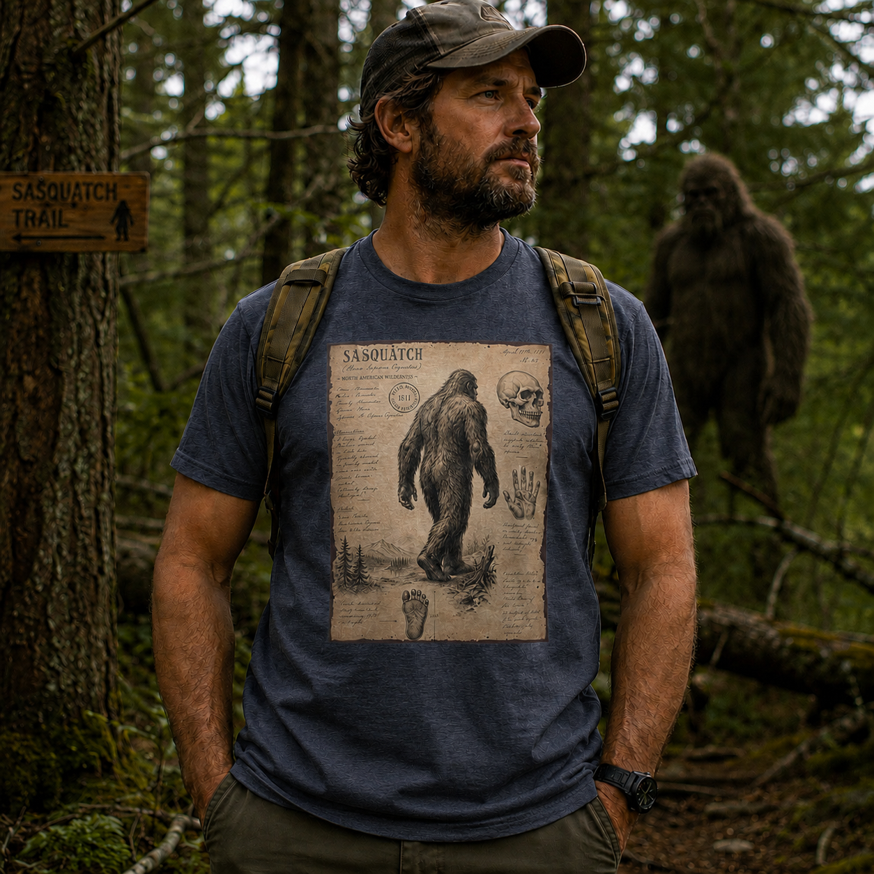 1811 Sasquatch Naturalist Field Notes T-Shirt | Vintage Cryptid Explorer Tee 👣📜