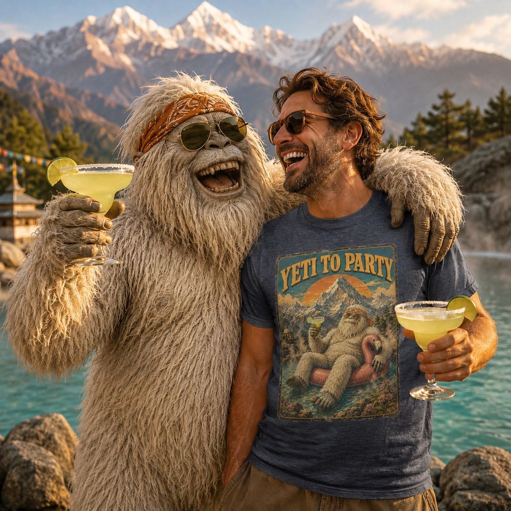 Yeti to Party T-Shirt | Funny Vintage Yeti Cryptid Tee 🏔️🦩😎