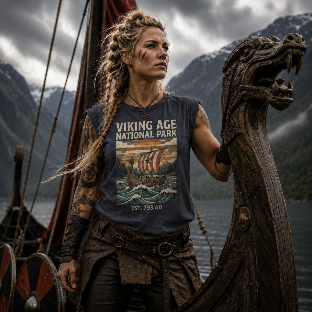 Viking Age National Park ⚓ Vintage Retro History T-Shirt | Norse Longship Adventure Tee 🛡️