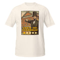 Vintage Abraham Lincoln Ford’s Theatre t-shirt with dark humor, retro 70s style, and a legendary 1-star historical review. 🎭⭐