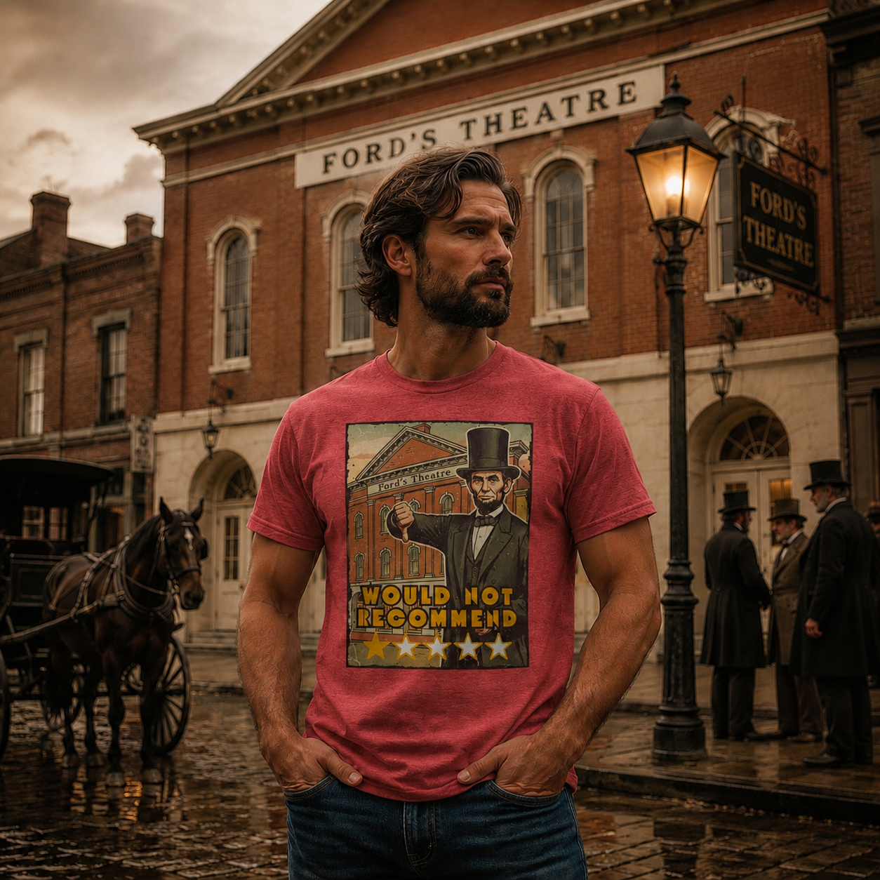 Abraham Lincoln “Would Not Recommend” Ford’s Theatre Vintage T-Shirt ⭐🎭