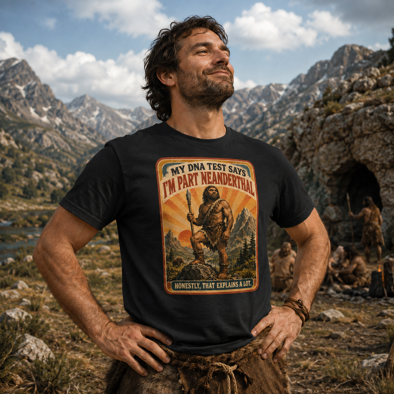My DNA Test Says I’m a Neanderthal T-Shirt | Funny Vintage Prehistoric History Tee 🧬🪨