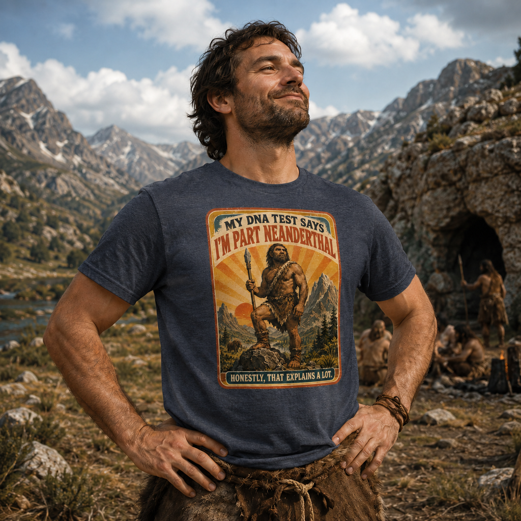 My DNA Test Says I’m a Neanderthal T-Shirt | Funny Vintage Prehistoric History Tee 🧬🪨