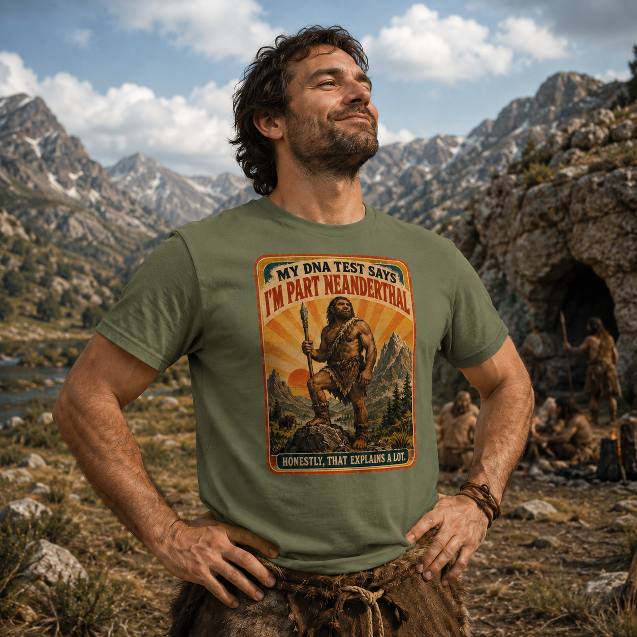 My DNA Test Says I’m a Neanderthal T-Shirt | Funny Vintage Prehistoric History Tee 🧬🪨