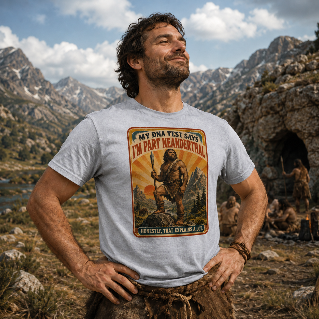 My DNA Test Says I’m a Neanderthal T-Shirt | Funny Vintage Prehistoric History Tee 🧬🪨