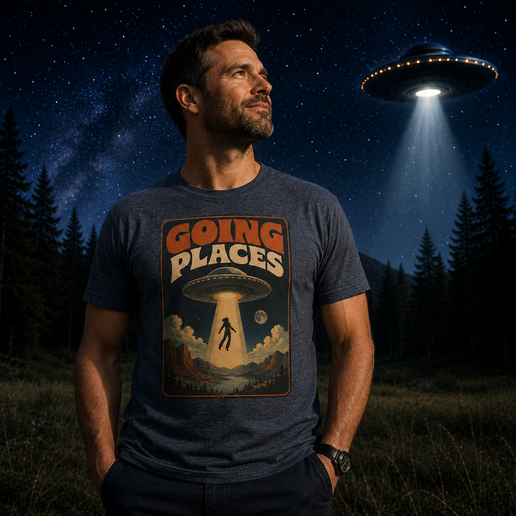 GOING PLACES UFO T-Shirt | Vintage Retro Alien Abduction Tee 🛸