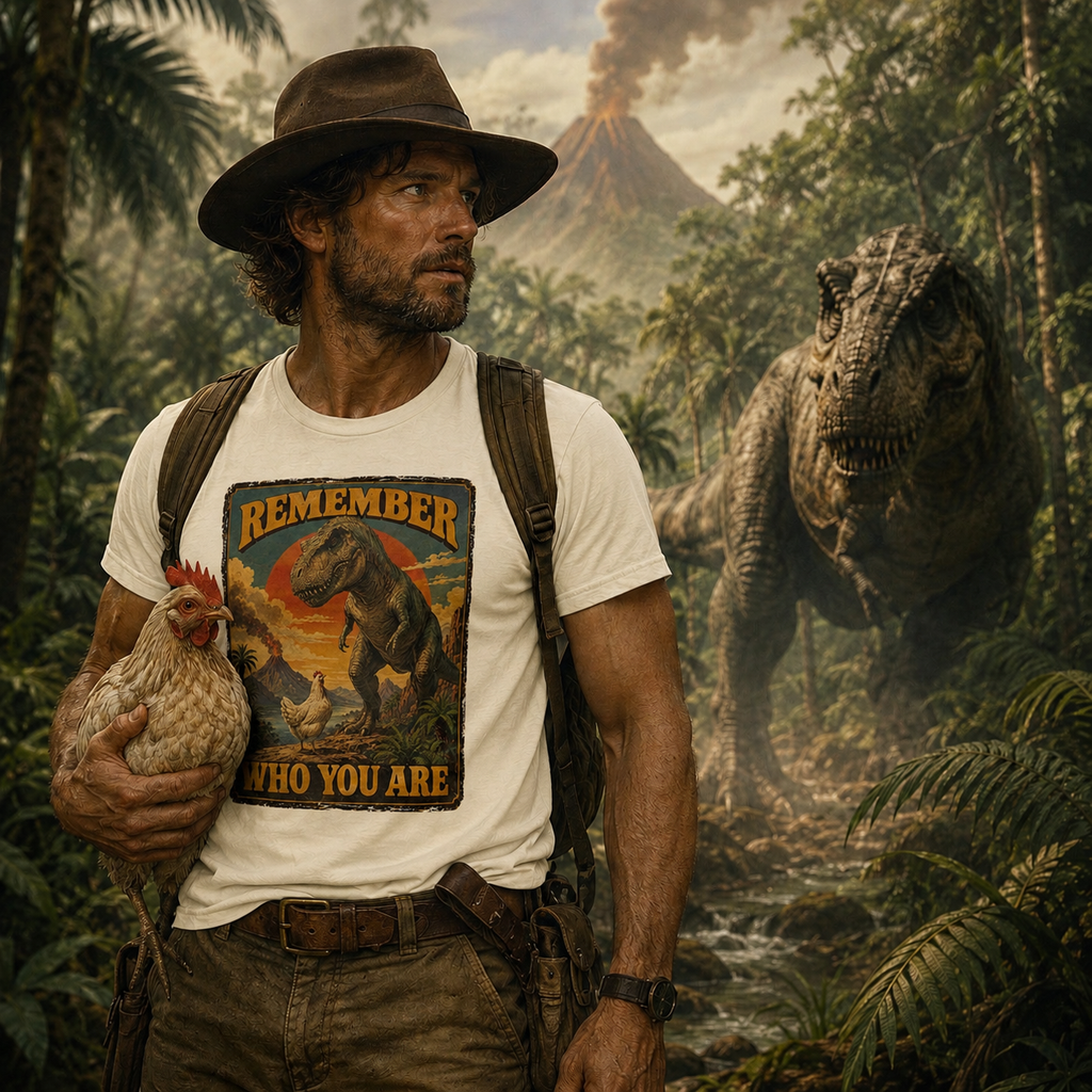 Remember Who You Are T-Shirt | Funny Vintage T. Rex & Chicken Dinosaur Tee 🦖🐔