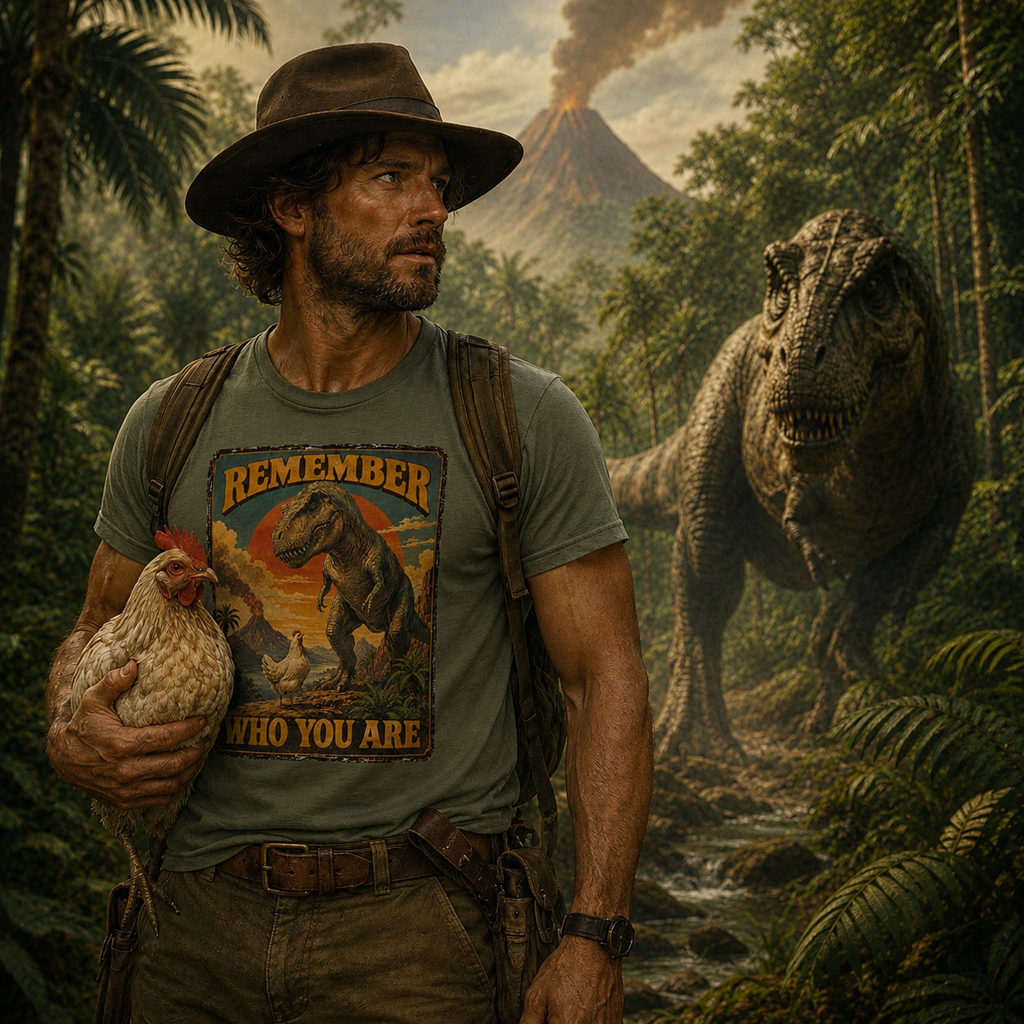 Remember Who You Are T-Shirt | Funny Vintage T. Rex & Chicken Dinosaur Tee 🦖🐔