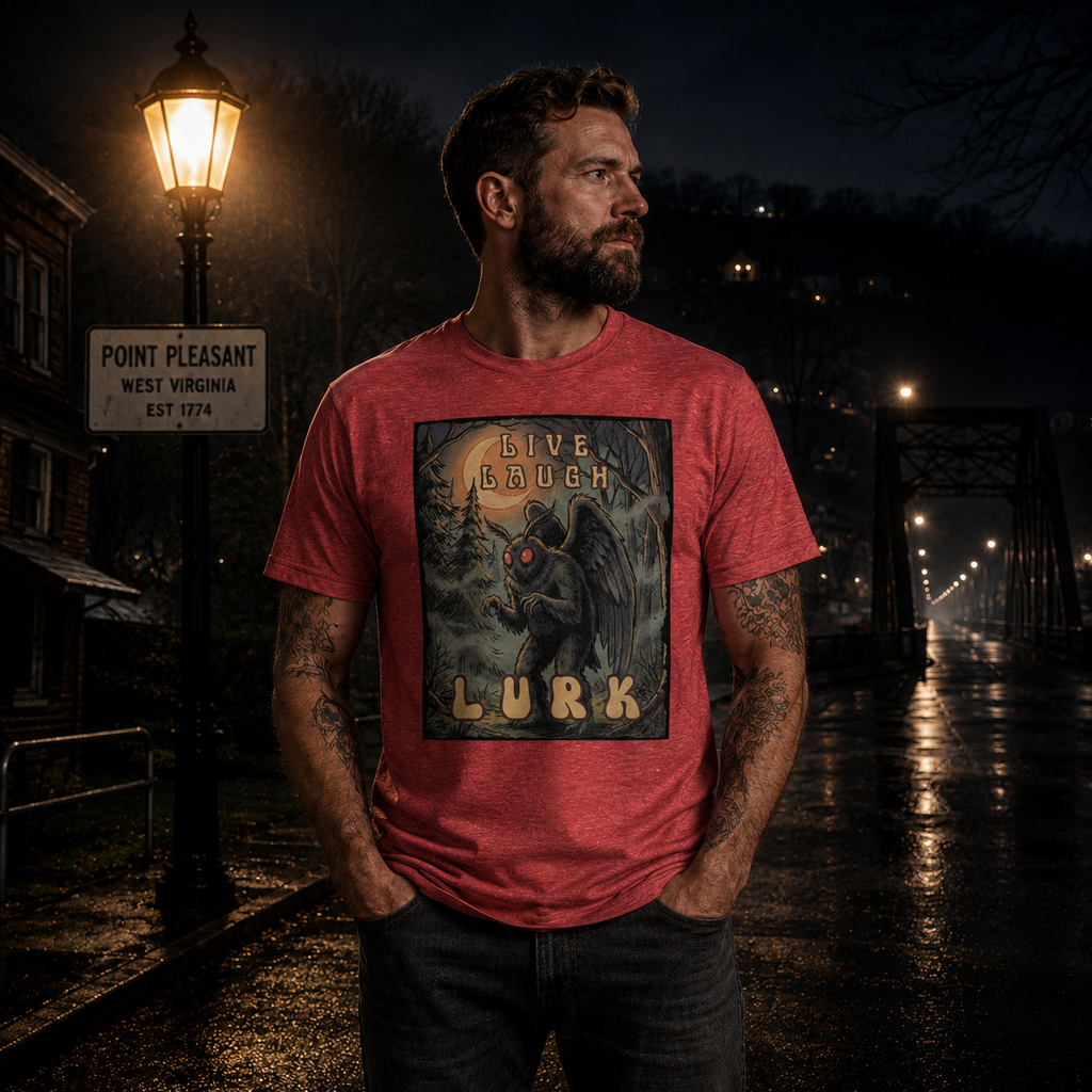 Live Laugh Lurk Vintage Mothman T-Shirt | Retro Cryptid Horror Tee 🌕👀