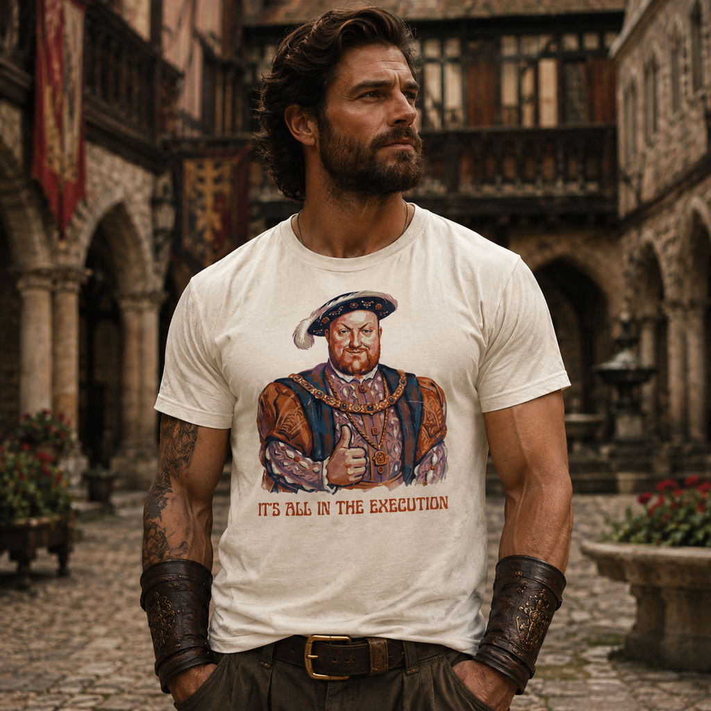 "It’s All in the Execution” King Henry VIII T-Shirt | Vintage Tudor Graphic Tee 👑