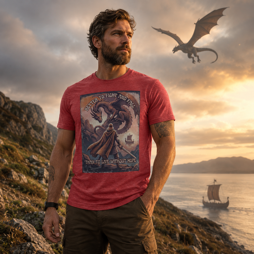 Better to Fight and Fall Than to Live Without Hope Viking Dragon T-Shirt | Sigurd Norse Mythology Graphic Tee ⚔️🐉