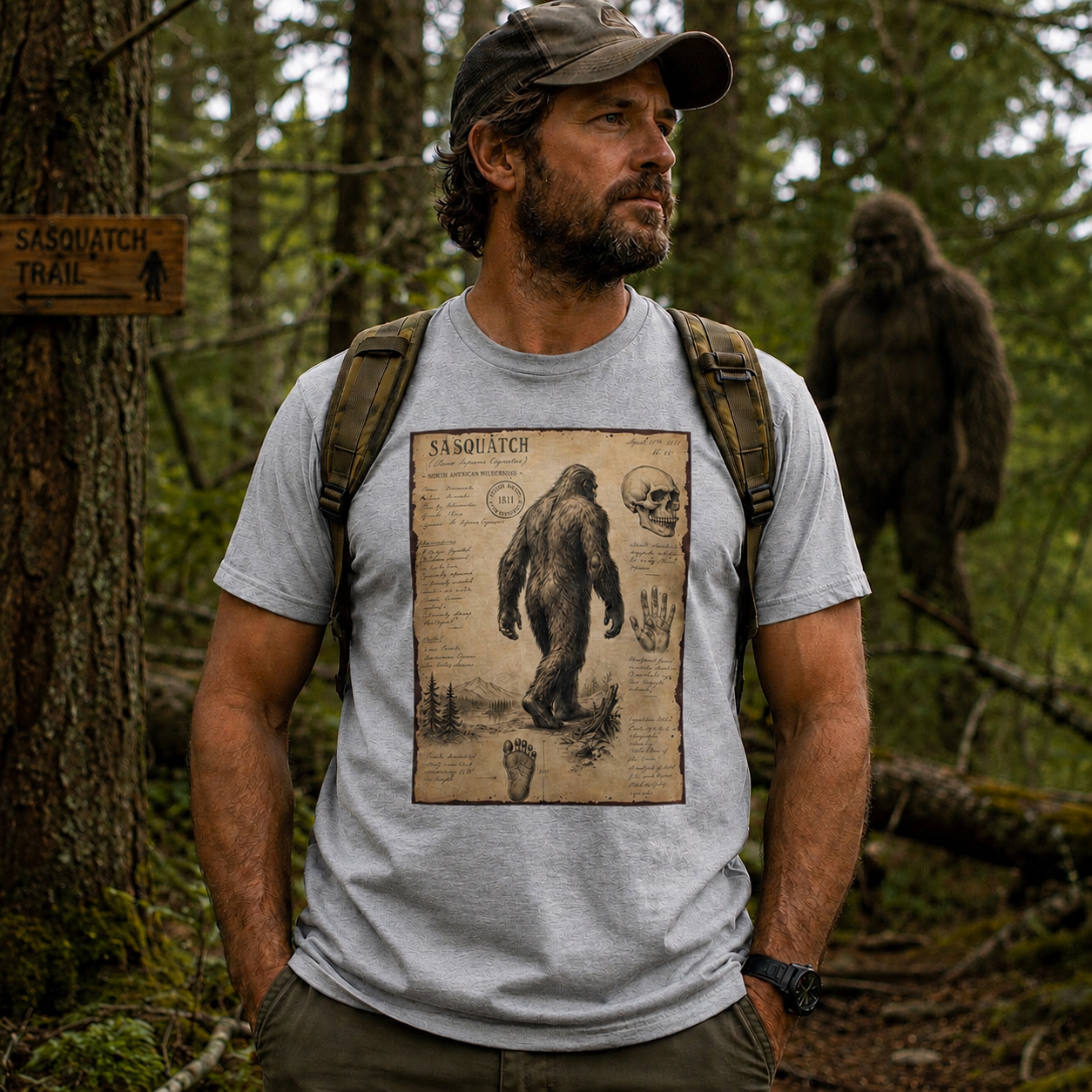 1811 Sasquatch Naturalist Field Notes T-Shirt | Vintage Cryptid Explorer Tee 👣📜