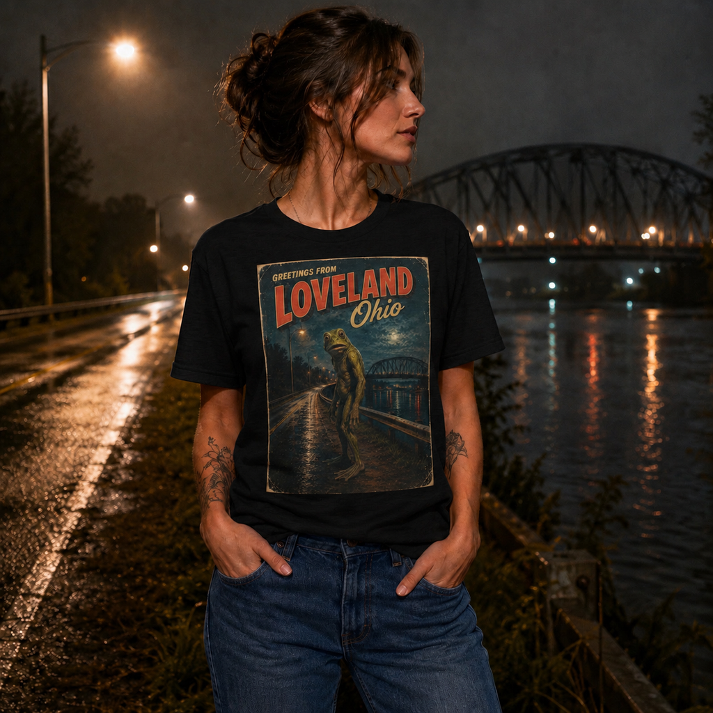 Greetings from Loveland, Ohio | Vintage Loveland Frogman Retro Cryptid T-Shirt