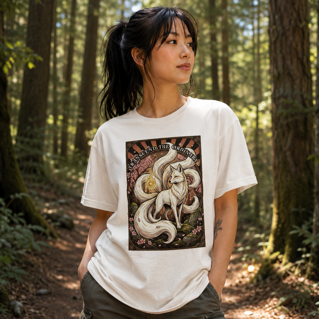 Transcend the Ordinary Vintage Tee | Mystical Kitsune Japanese Fox Shirt