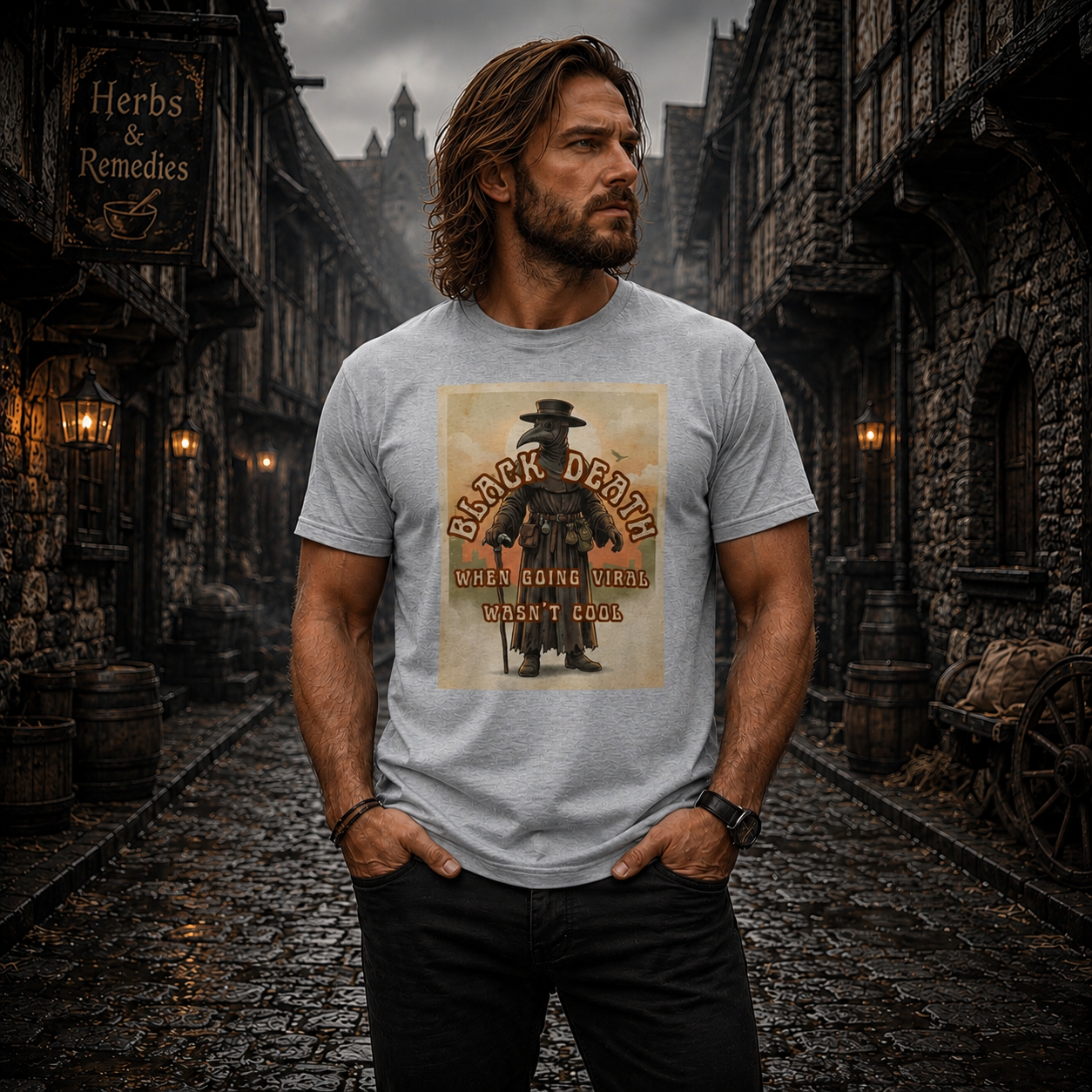 Plague Doctor Vintage Retro Graphic T-Shirt | Medieval 70s Gothic Tee ☠️🦠