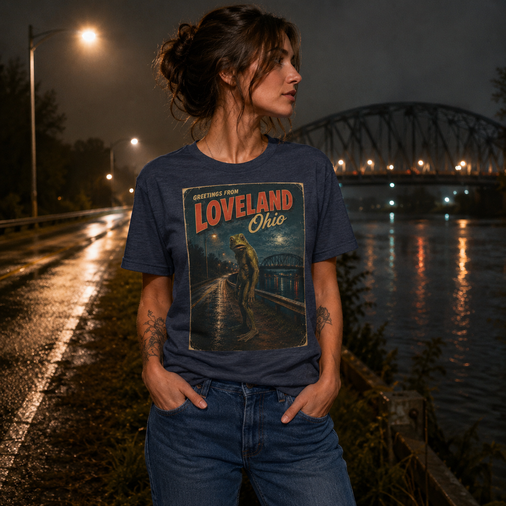Greetings from Loveland, Ohio | Vintage Loveland Frogman Retro Cryptid T-Shirt