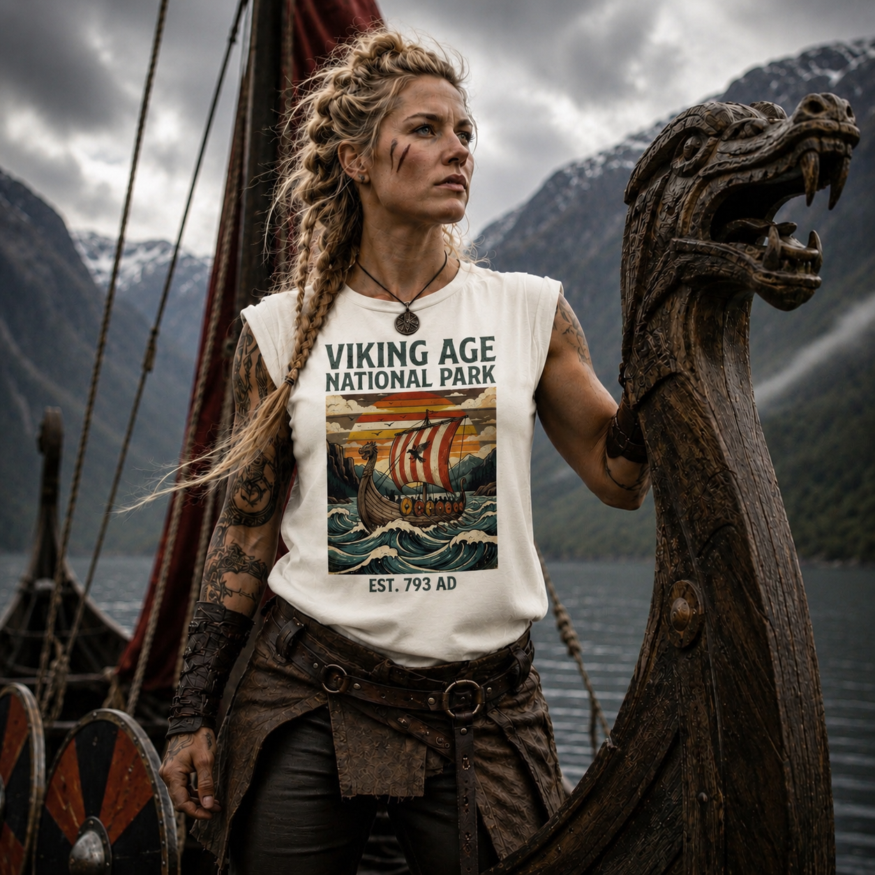 Viking Age National Park ⚓ Vintage Retro History T-Shirt | Norse Longship Adventure Tee 🛡️