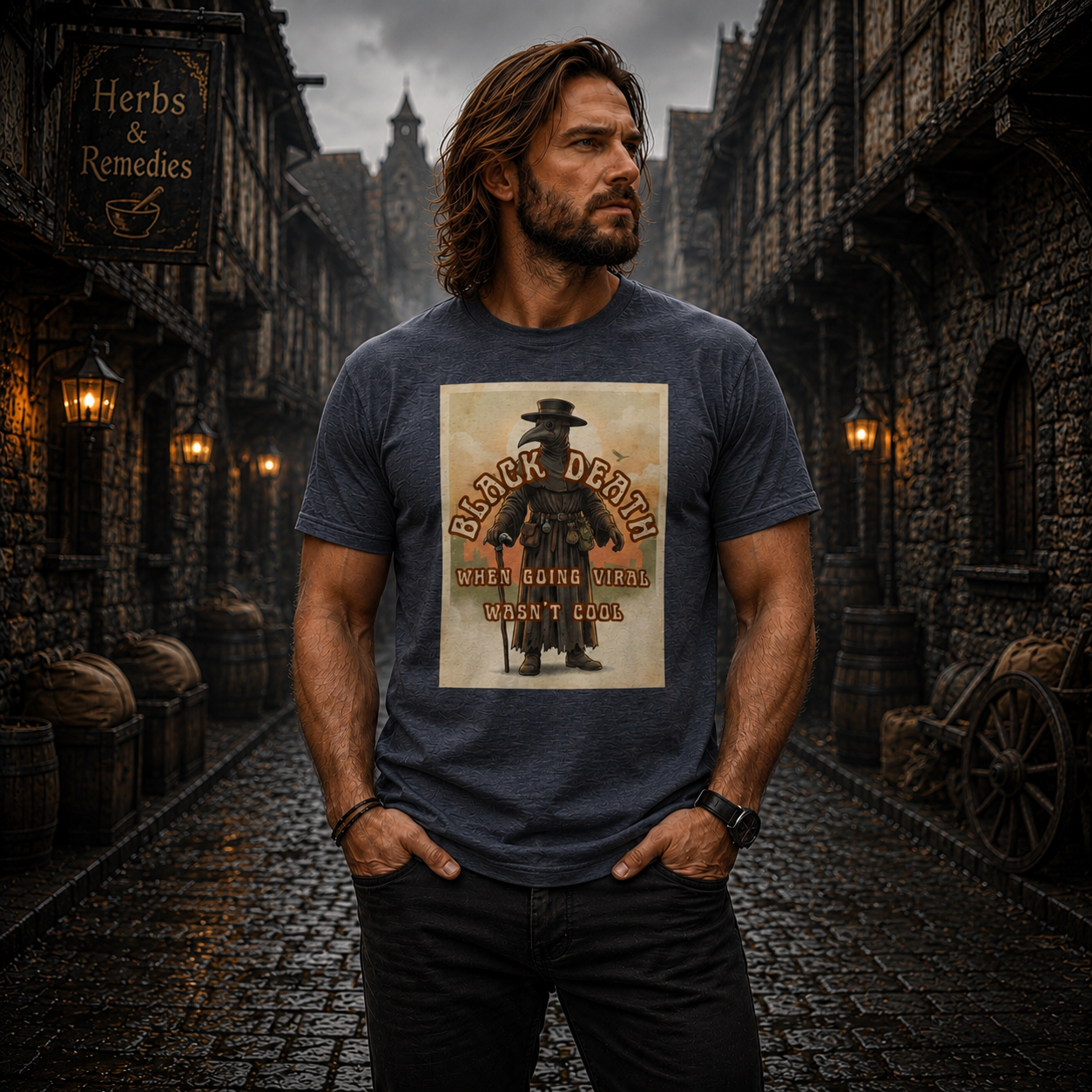 Plague Doctor Vintage Retro Graphic T-Shirt | Medieval 70s Gothic Tee ☠️🦠