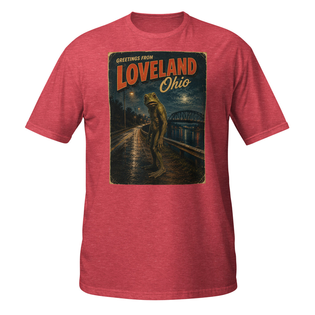 Celebrate Ohio's legendary Loveland Frogman with this vintage 1970s-inspired cryptid T-shirt. Soft, retro, funny, and perfect for folklore and mystery fans 🐸👀