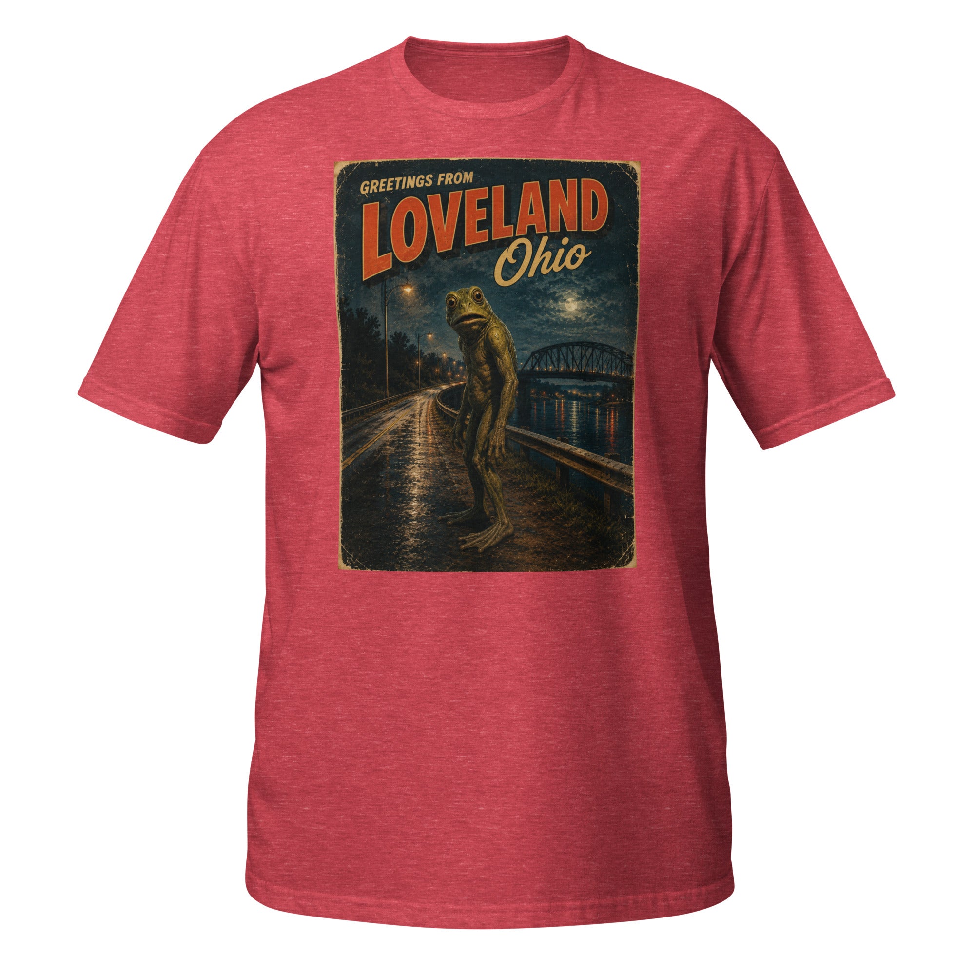 Celebrate Ohio's legendary Loveland Frogman with this vintage 1970s-inspired cryptid T-shirt. Soft, retro, funny, and perfect for folklore and mystery fans 🐸👀