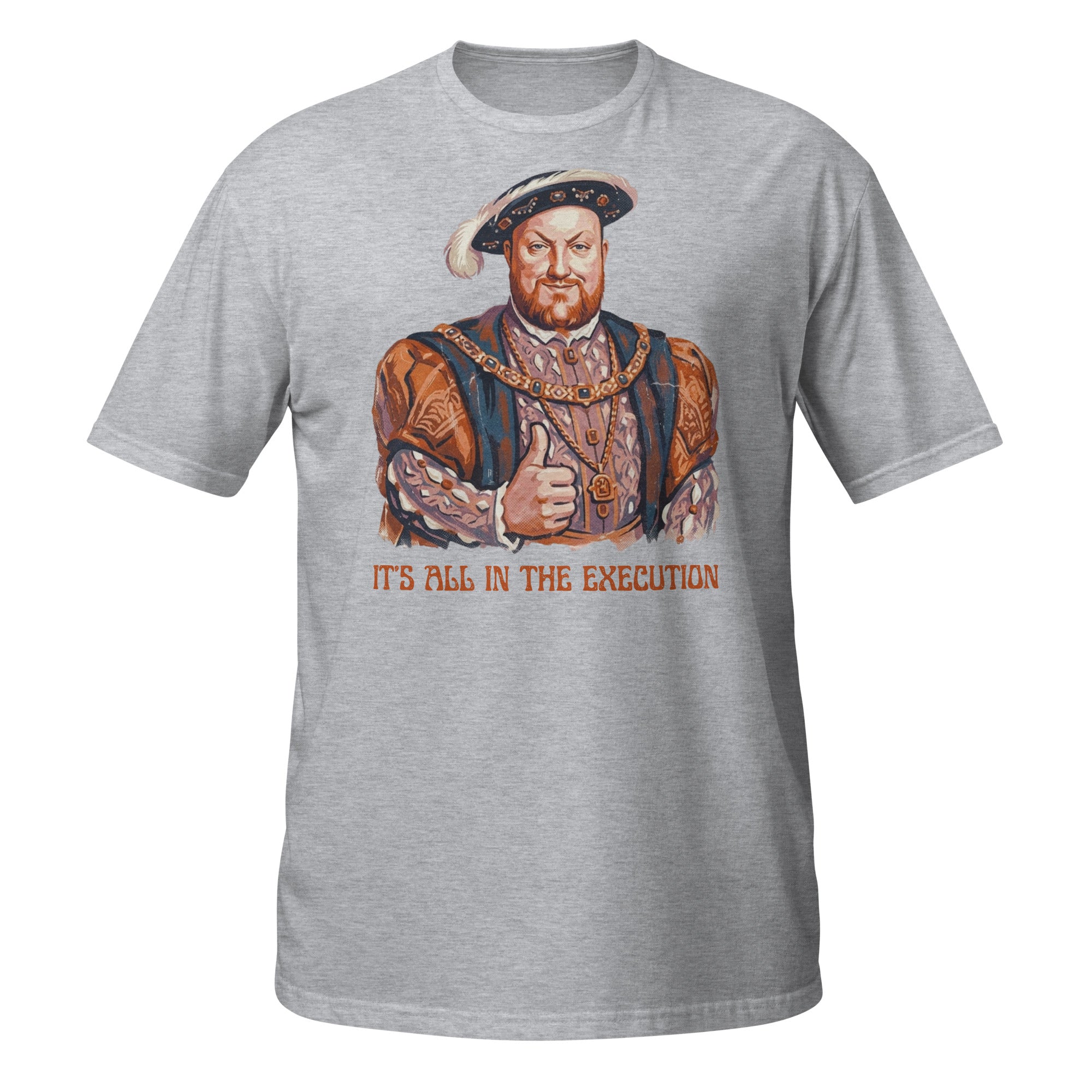 “It’s All in the Execution” King Henry VIII t-shirt with a vintage 70s distressed design. Soft, lightweight, and perfect for history lovers with a dark sense of humor 👑⚔️
