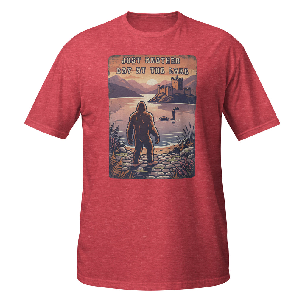 Bigfoot meets Loch Ness in this vintage-style graphic tee. “Just Another Day at the Lake” blends mystery, nature, and retro outdoor vibes 👀👣