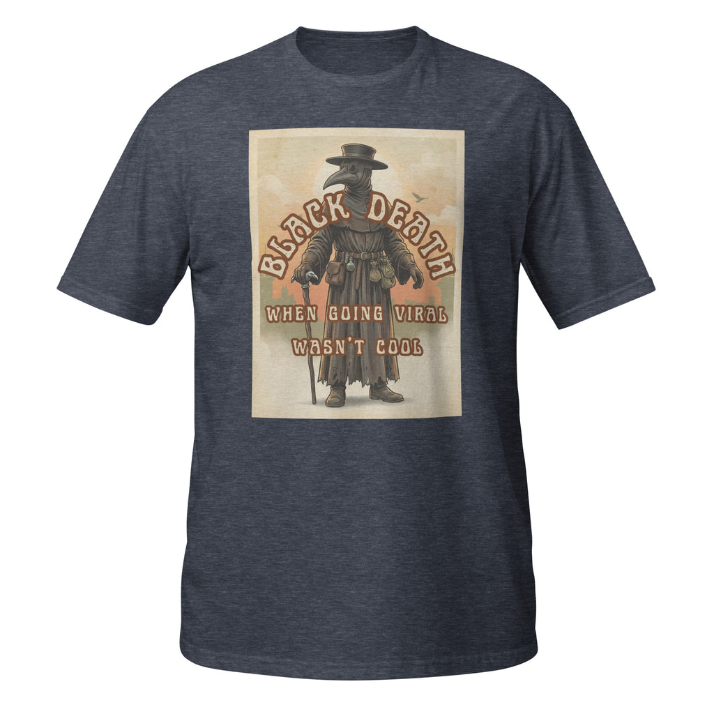 Vintage retro plague doctor t-shirt with a 1970s aesthetic, medieval vibes, faded colors, and eerie charm. Perfect for history lovers & weirdos 🐀