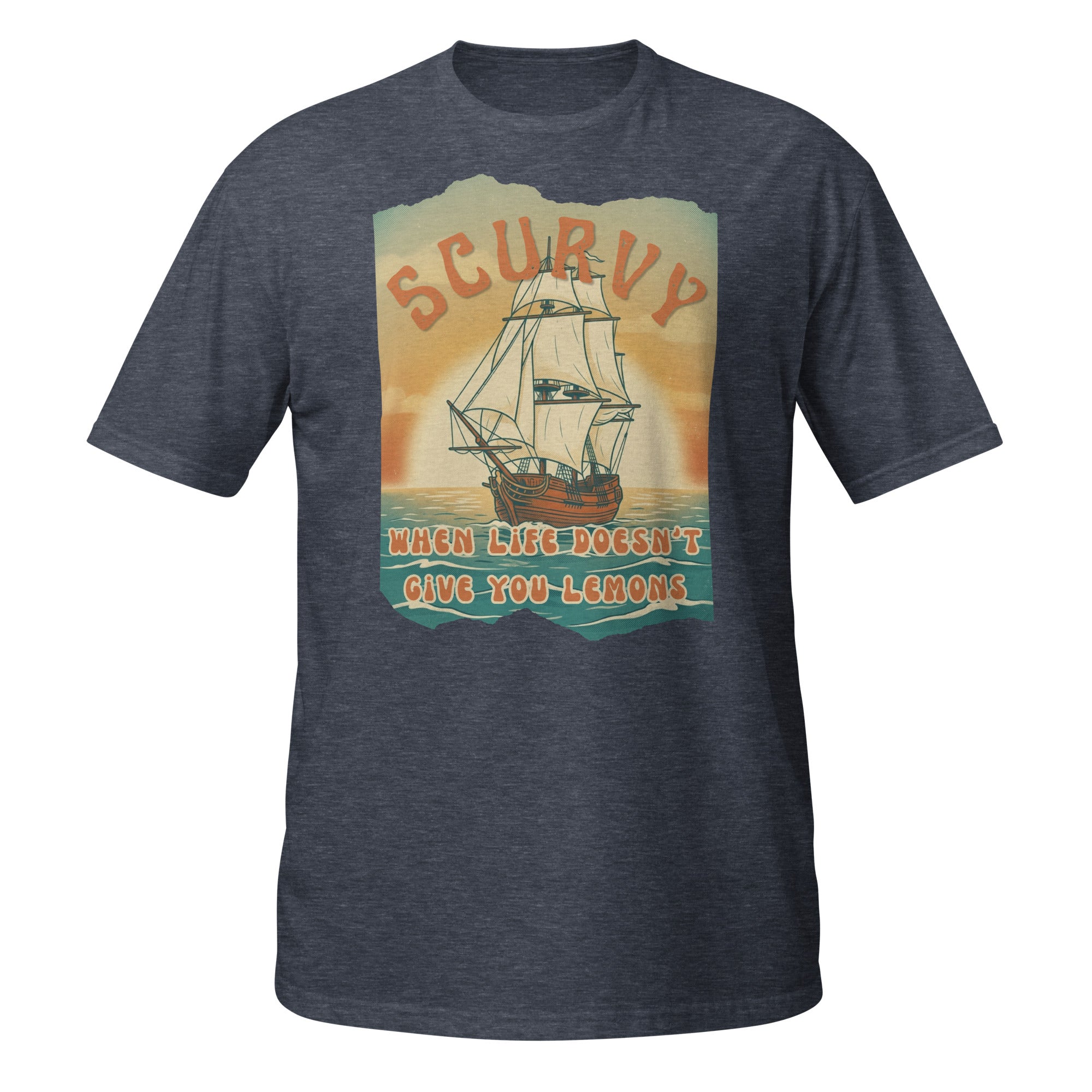 Scurvy – when life doesn’t give you lemons 🍋 A funny vintage 70s-style t-shirt with retro vibes, soft feel, and a dark humor twist. Perfect for everyday wear.