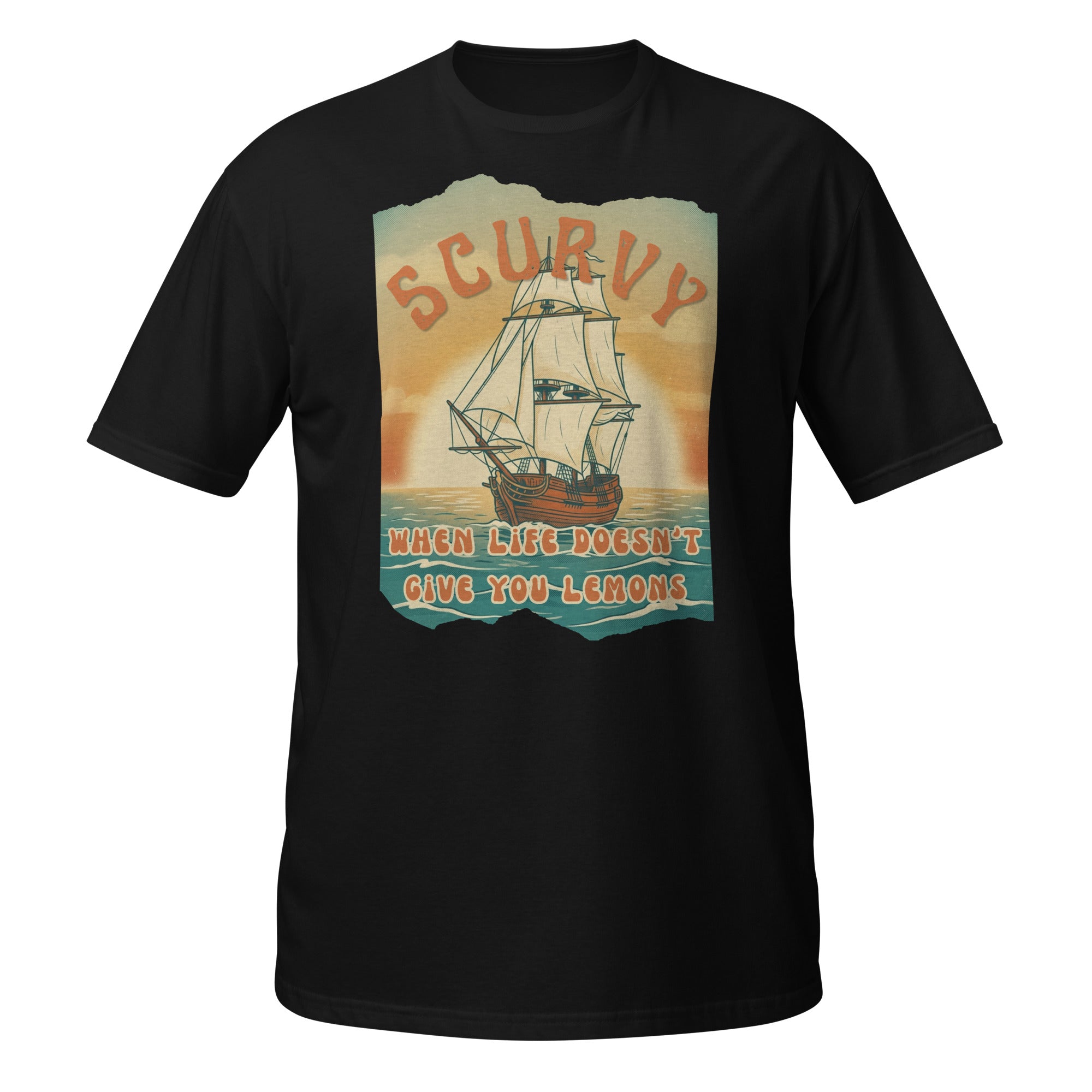 Scurvy – when life doesn’t give you lemons 🍋 A funny vintage 70s-style t-shirt with retro vibes, soft feel, and a dark humor twist. Perfect for everyday wear.