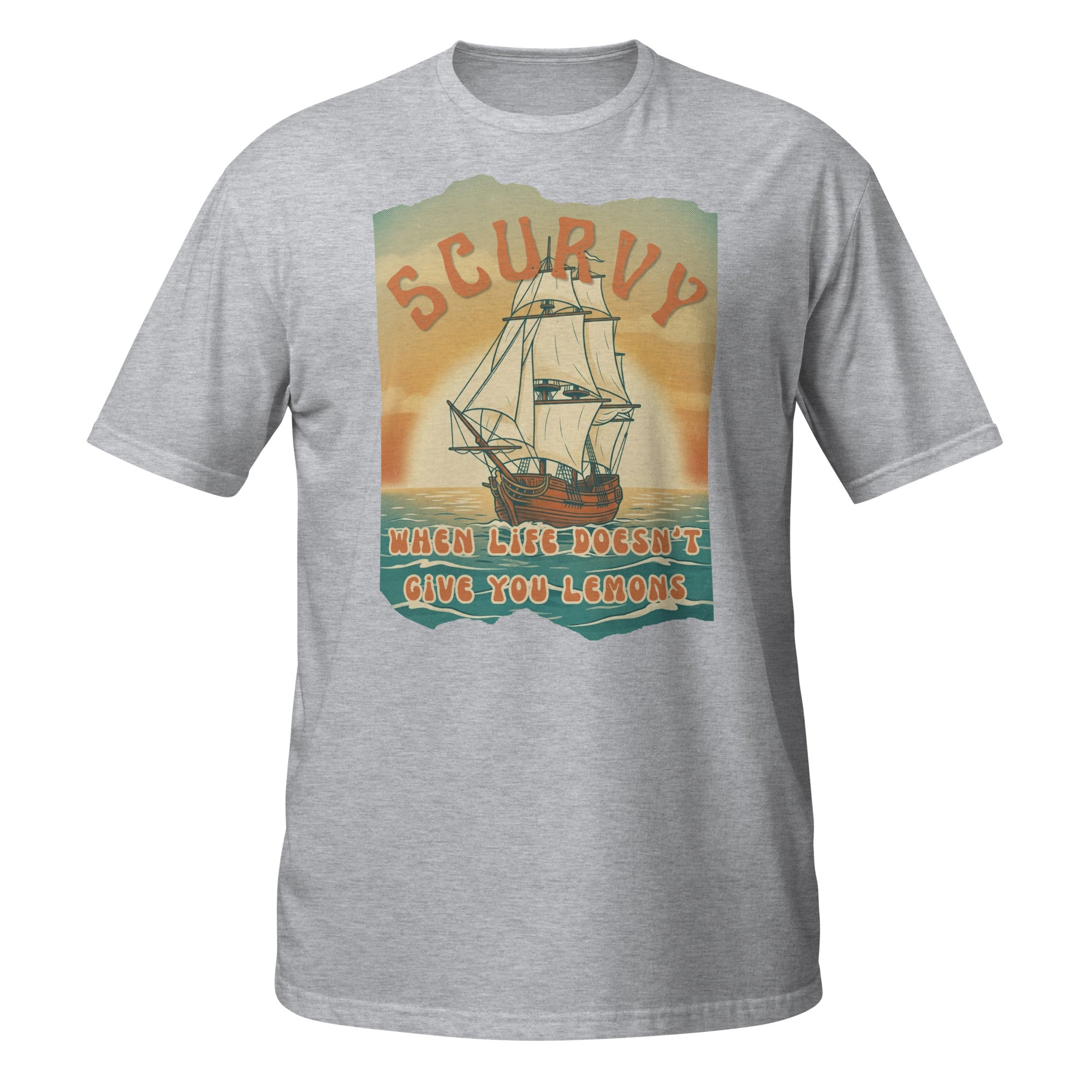 Scurvy – when life doesn’t give you lemons 🍋 A funny vintage 70s-style t-shirt with retro vibes, soft feel, and a dark humor twist. Perfect for everyday wear.
