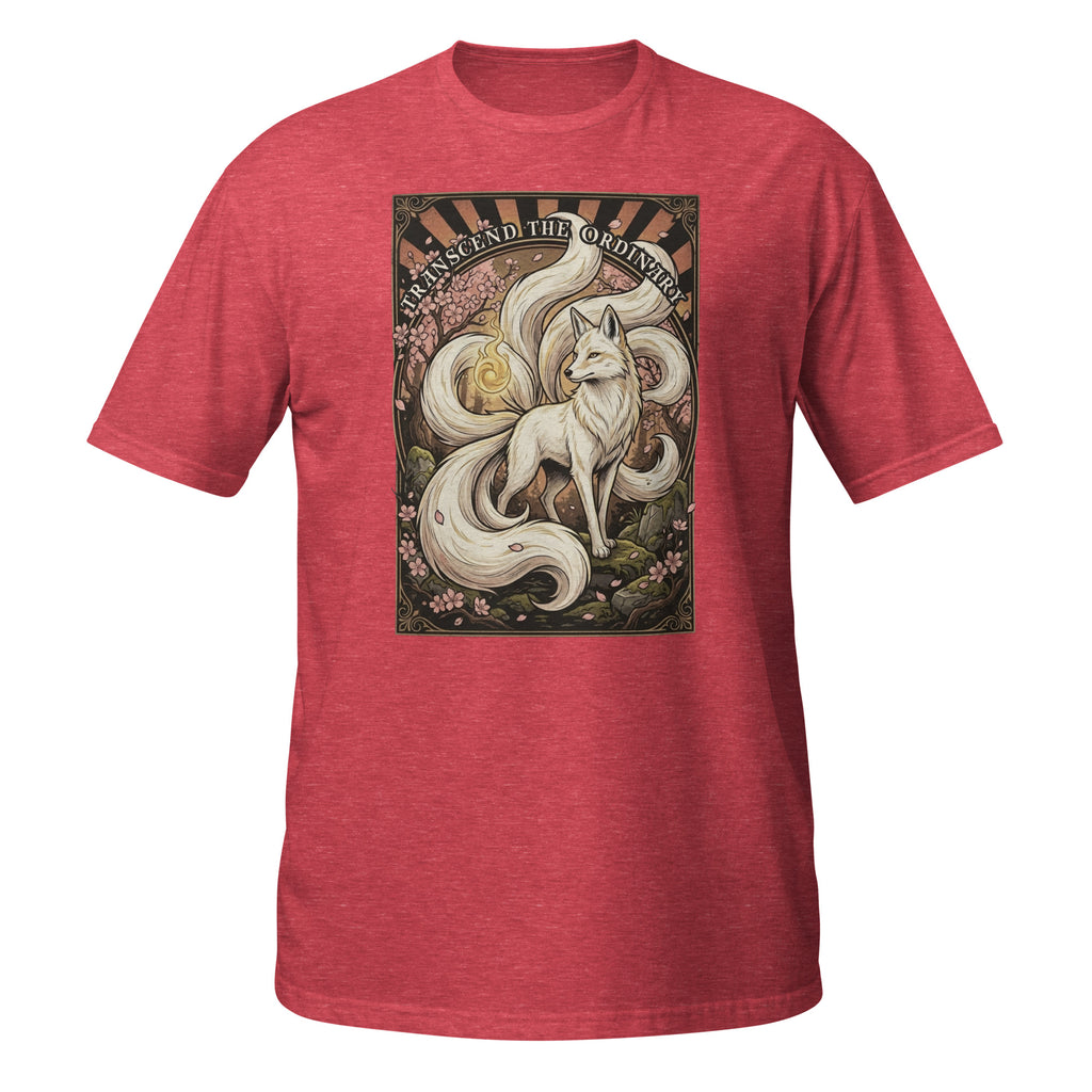 🦊 Vintage Kitsune t-shirt inspired by Japanese folklore. Features retro 70s fantasy artwork and “Transcend the Ordinary” design ✨