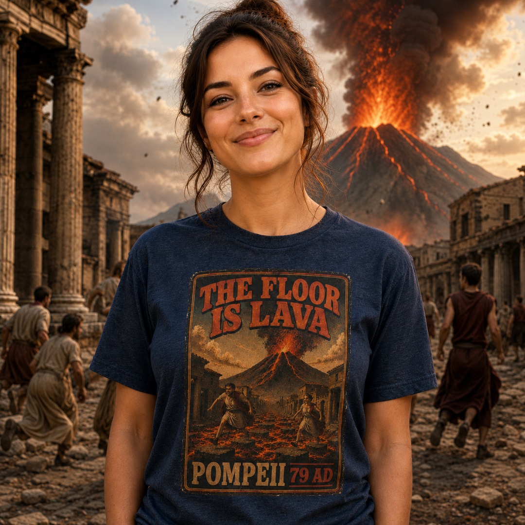 The Floor Is Lava Pompeii 79 AD | Retro History T-Shirt